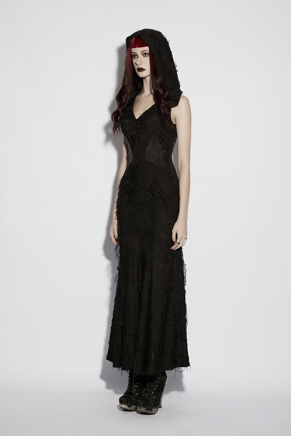 womens long black distressed apocalyptic dress