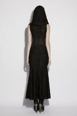 womens long black maxi length bodycon distressed apocalyptic dress