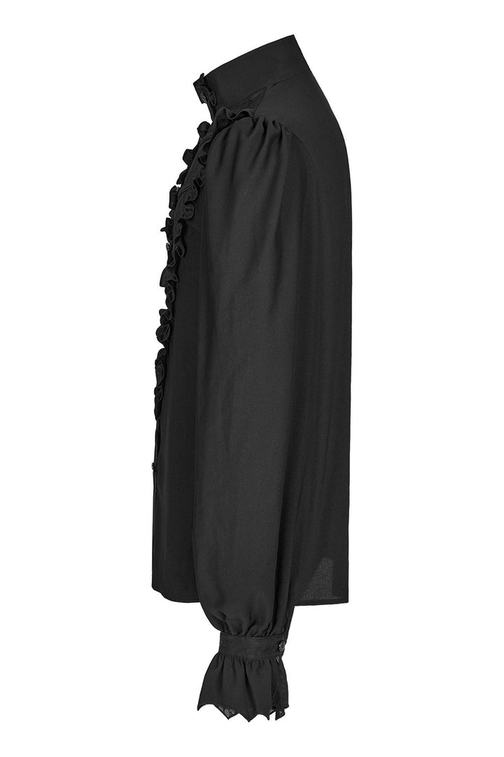 high collar mens vampire goth butted long sleeve shirt