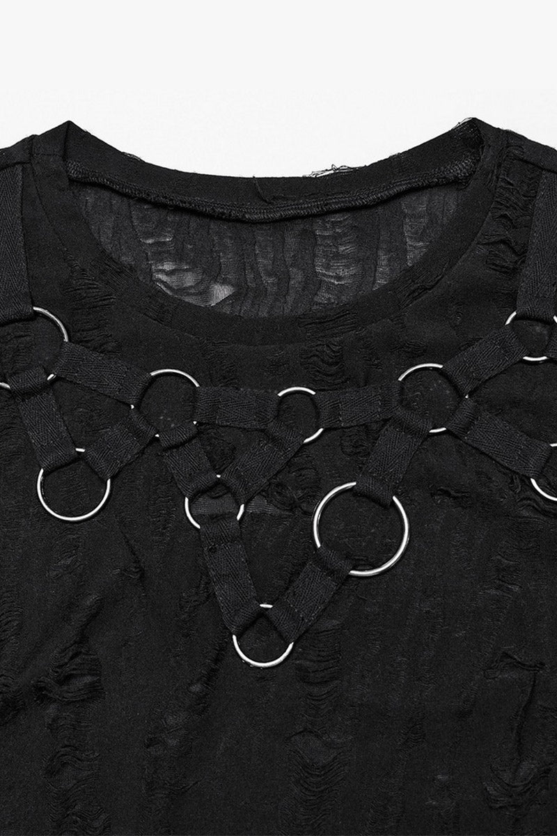 black o-ring punk hardware top