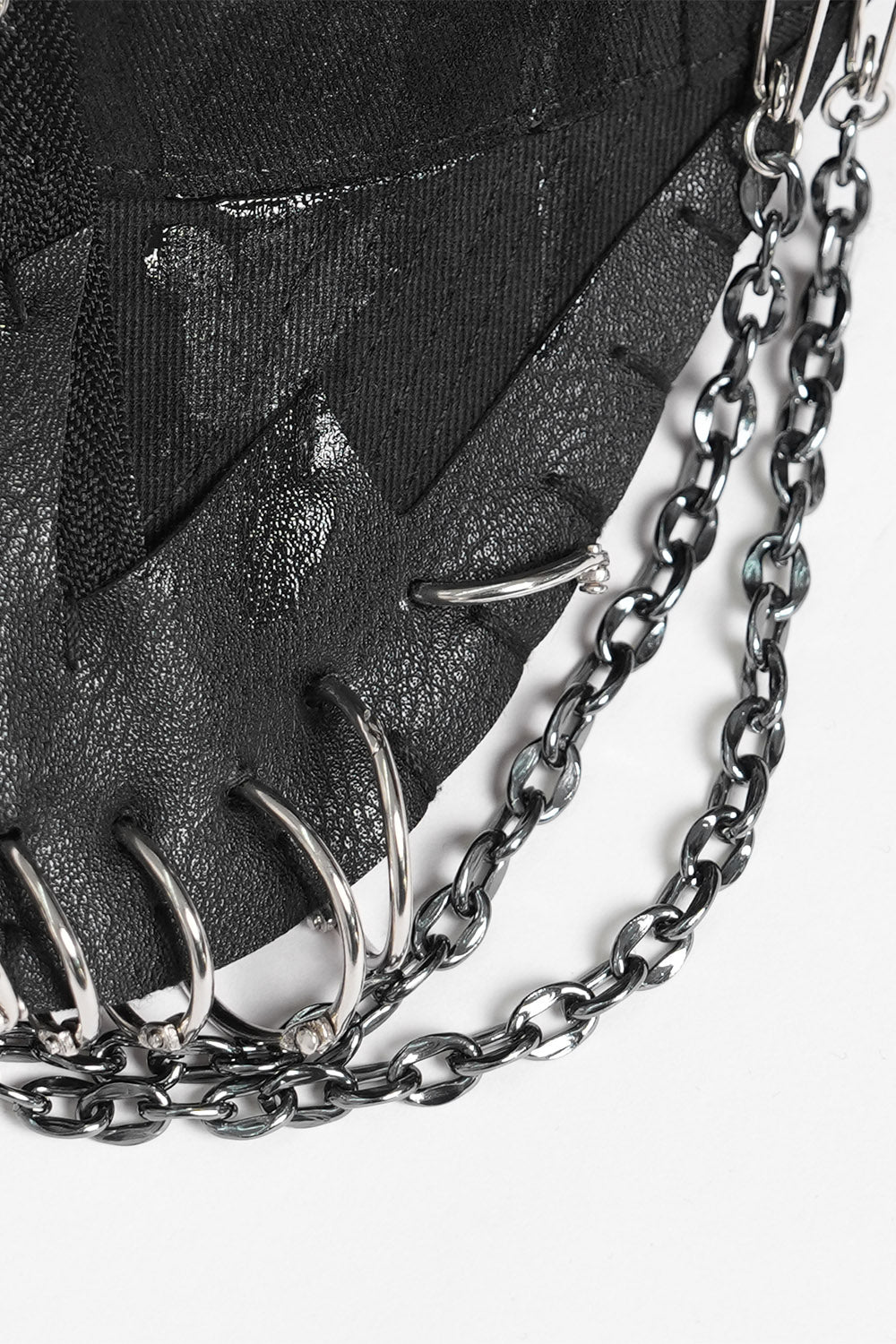 pierced mens distressed gothic hat with chains 