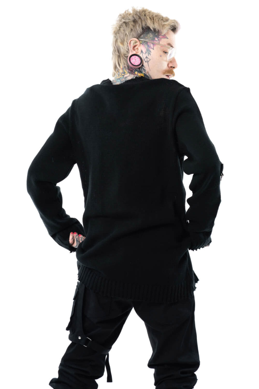 mens gothic black oversized sweater top