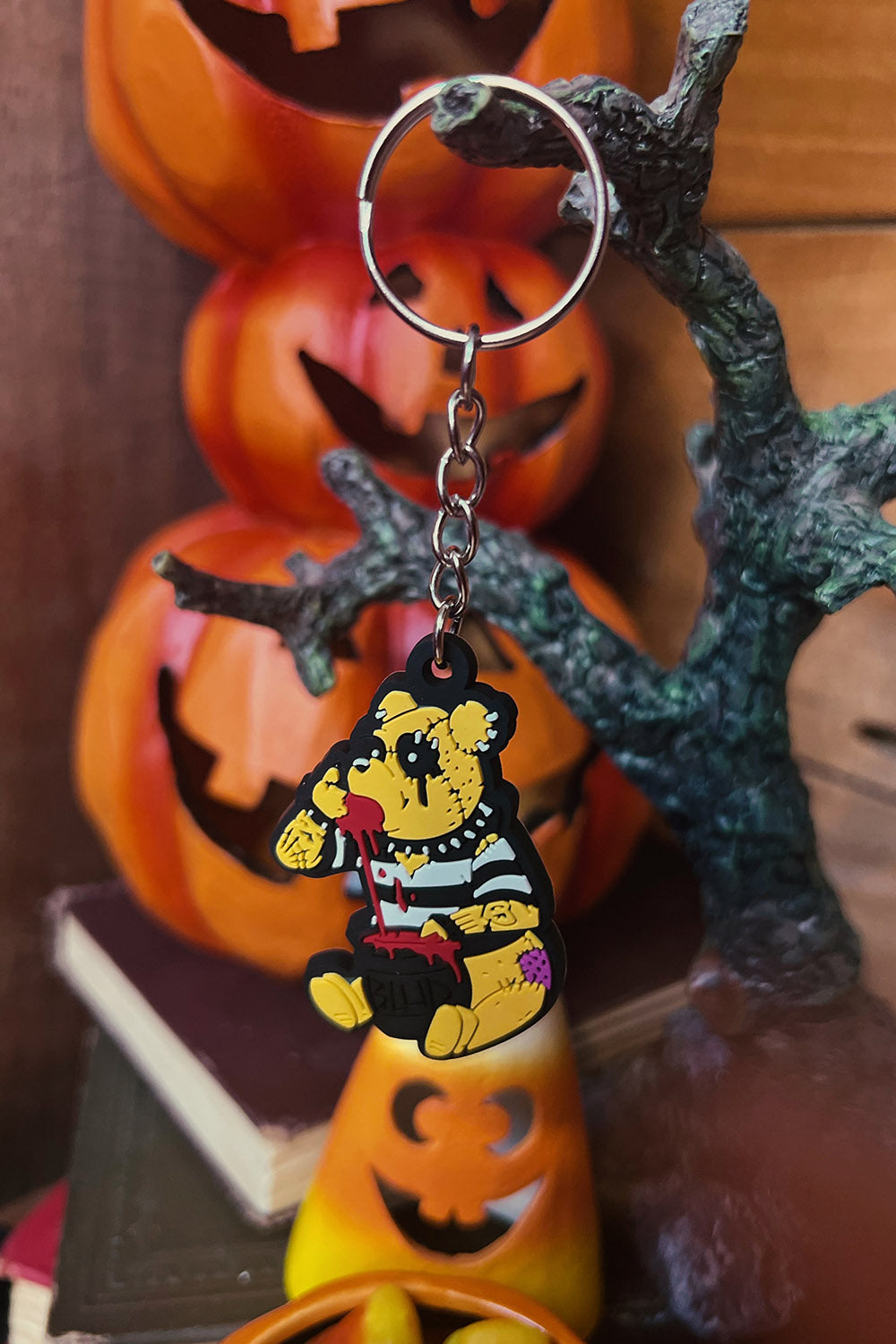 gothic winnie the pooh keychain