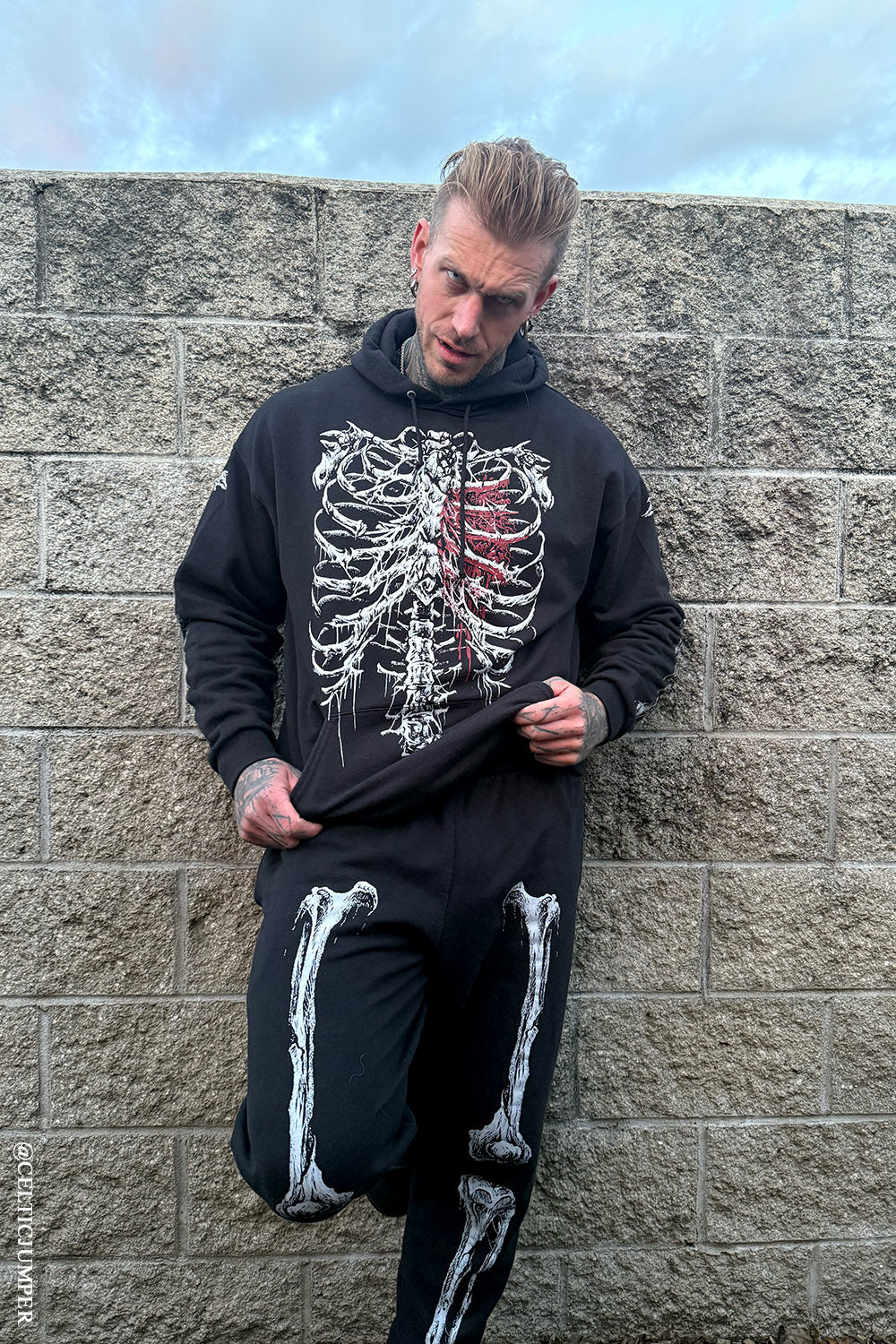 ribcage skeleton heart hoodie