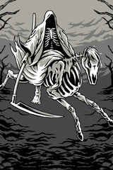 knitted halloween socks with grim reaper scythe graphic 