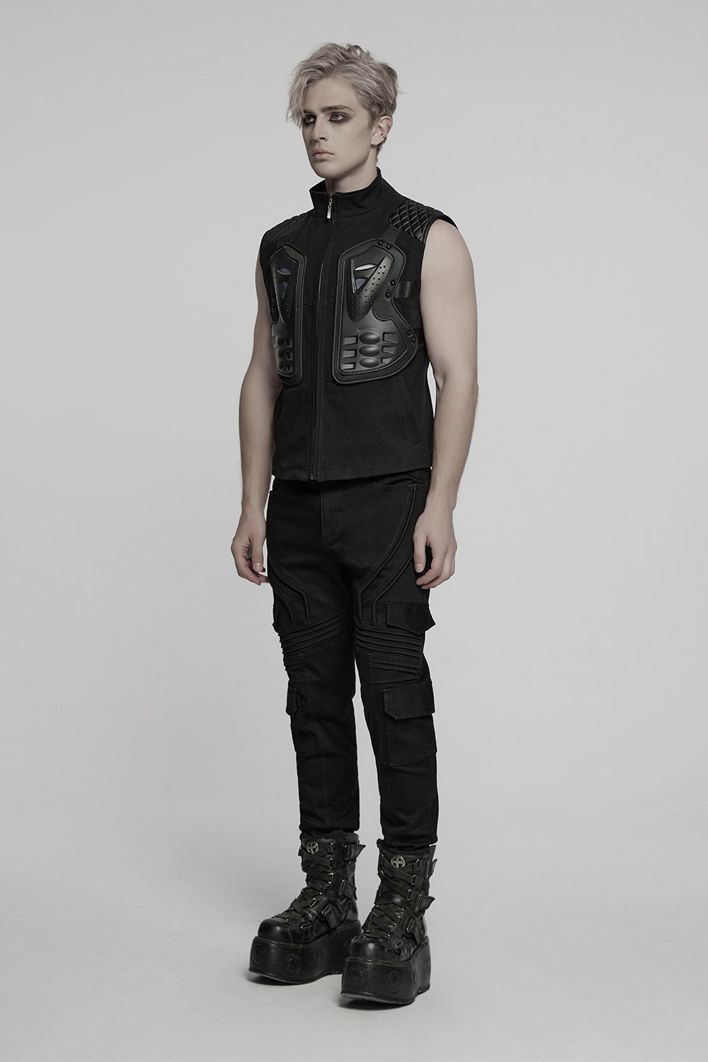mens techwear high collared vest 
