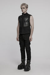 mens techwear high collared vest 