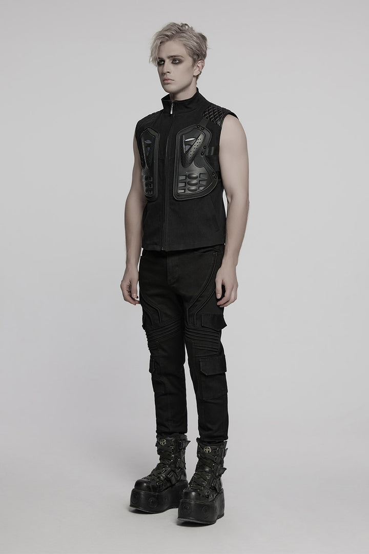 mens techwear high collared vest 