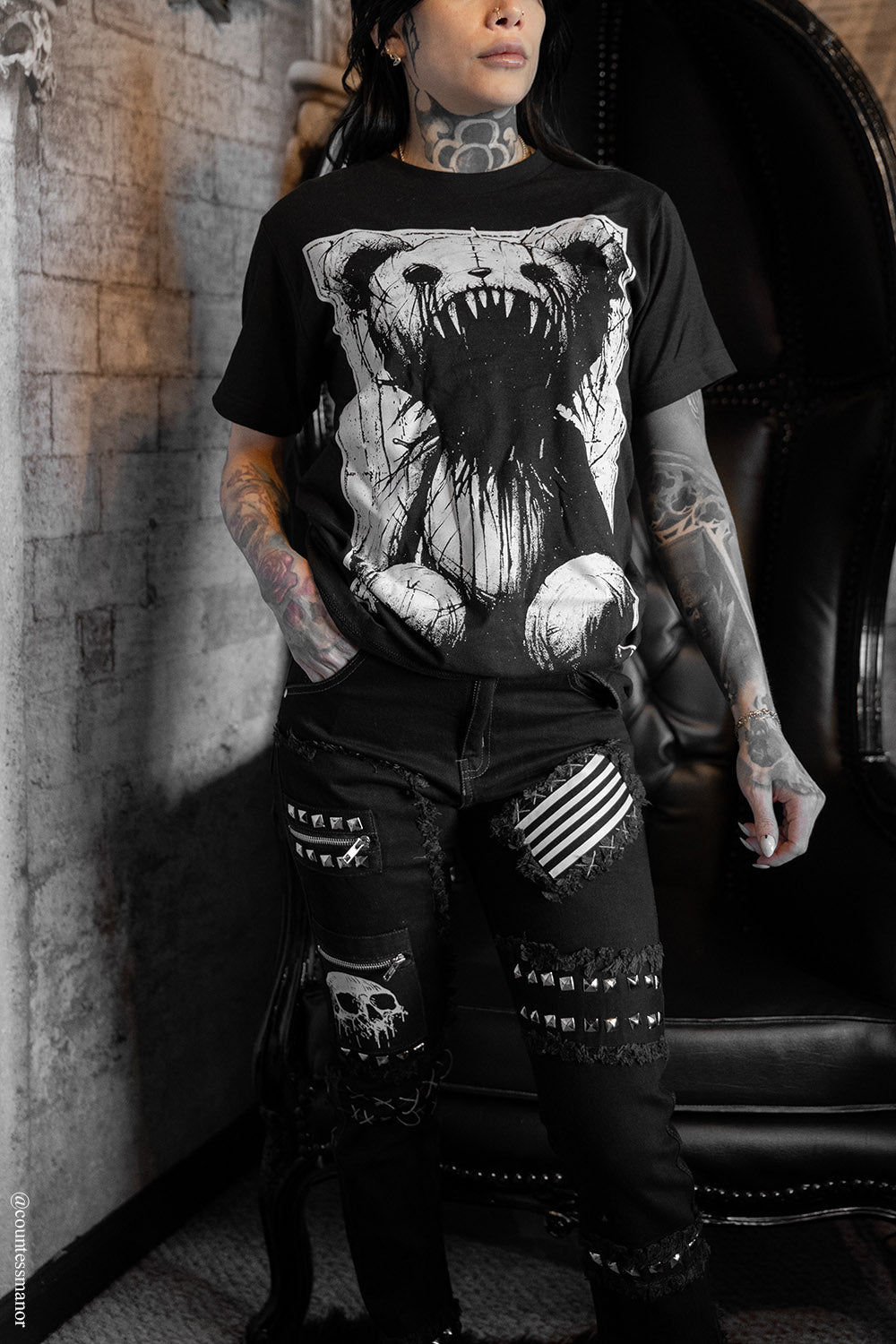 horror emo scary teddy bear shirt top