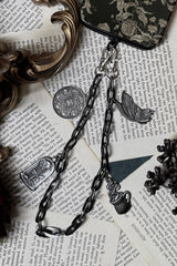 gothic phone strap with butterfly charm 