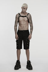 mens apocalyptic black metal adjustable chain harness