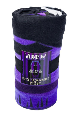 Wednesday Addams Fleece Throw Blanket w/Belly Band Packaging