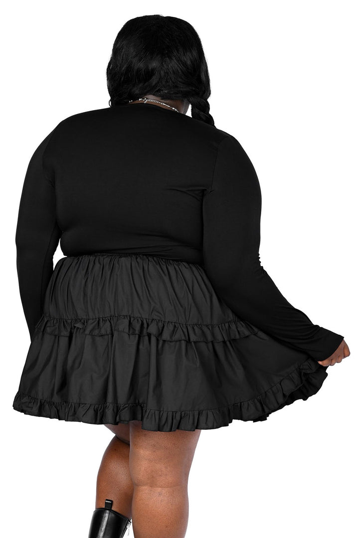 plus size womens black wrap top with thumbholes