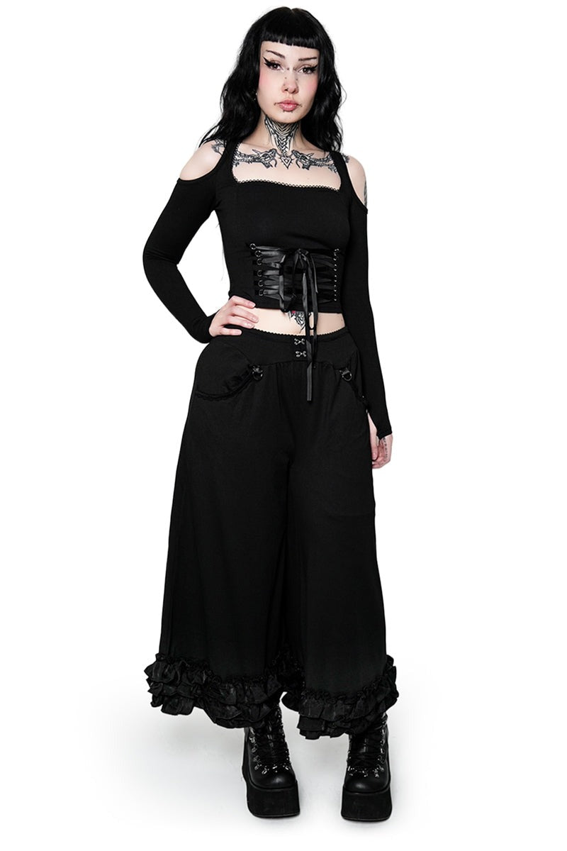 emo cold shoulder gothic top