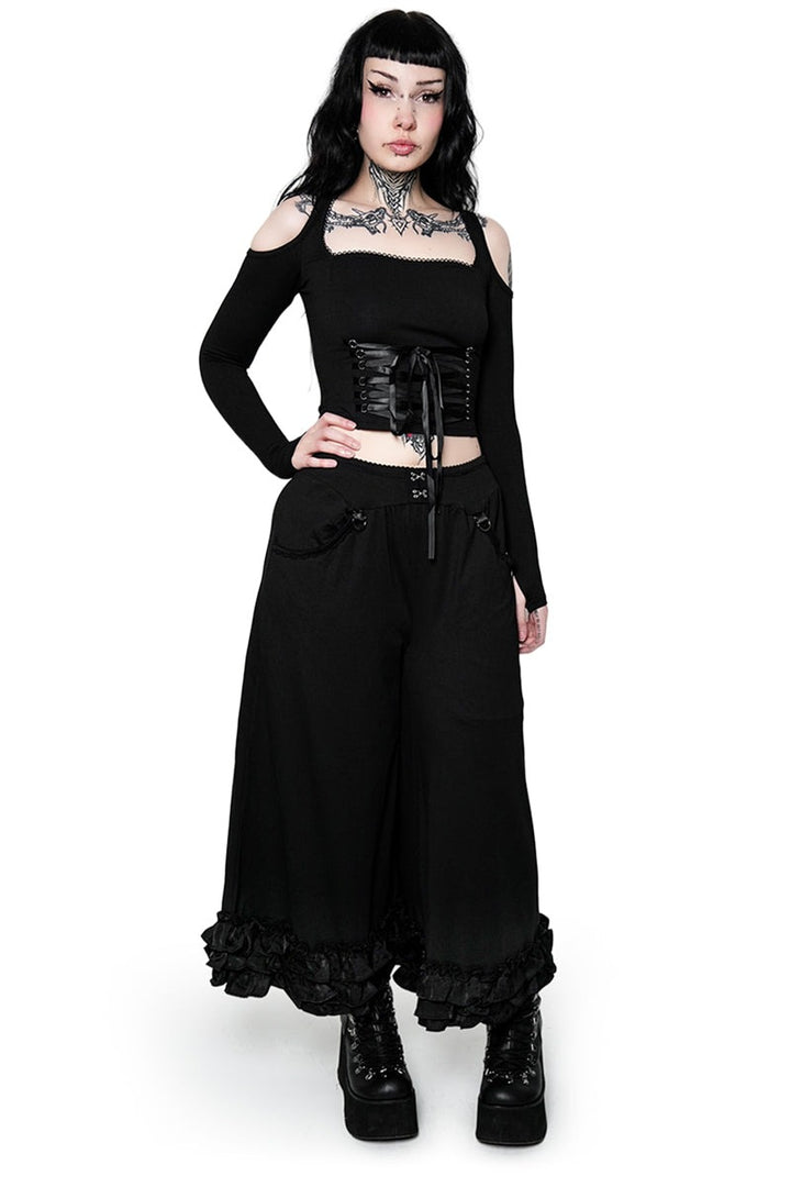 emo cold shoulder gothic top
