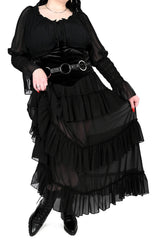 plus size ruffled chiffon maxi skirt