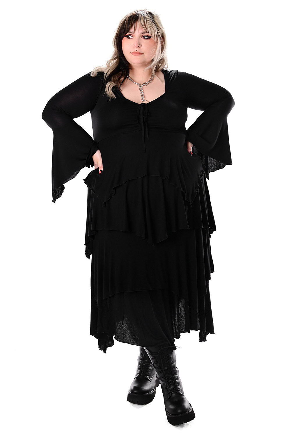 bell sleeve romantic goth dress