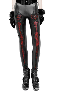 Antoinette Leather Leggings [BLACK/RED]
