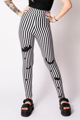 Sweet Sweet Bat Black/White Stripe Leggings