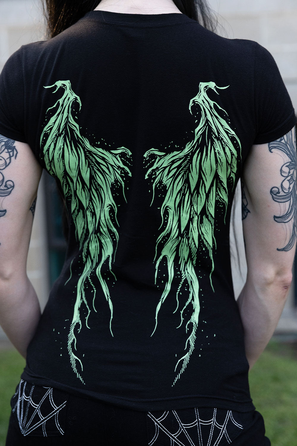 goth fashion pixie wings printed tshirt