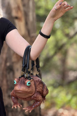 spooky creepy cute brown toad shoulder bag  by windy willow