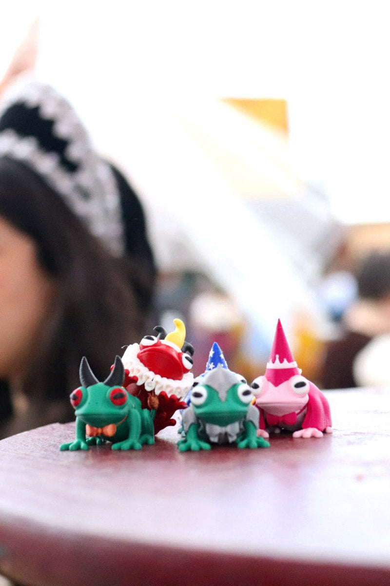 funny small blind box fantasy toad frog keychain for bags and keys and purses by lady moon co 