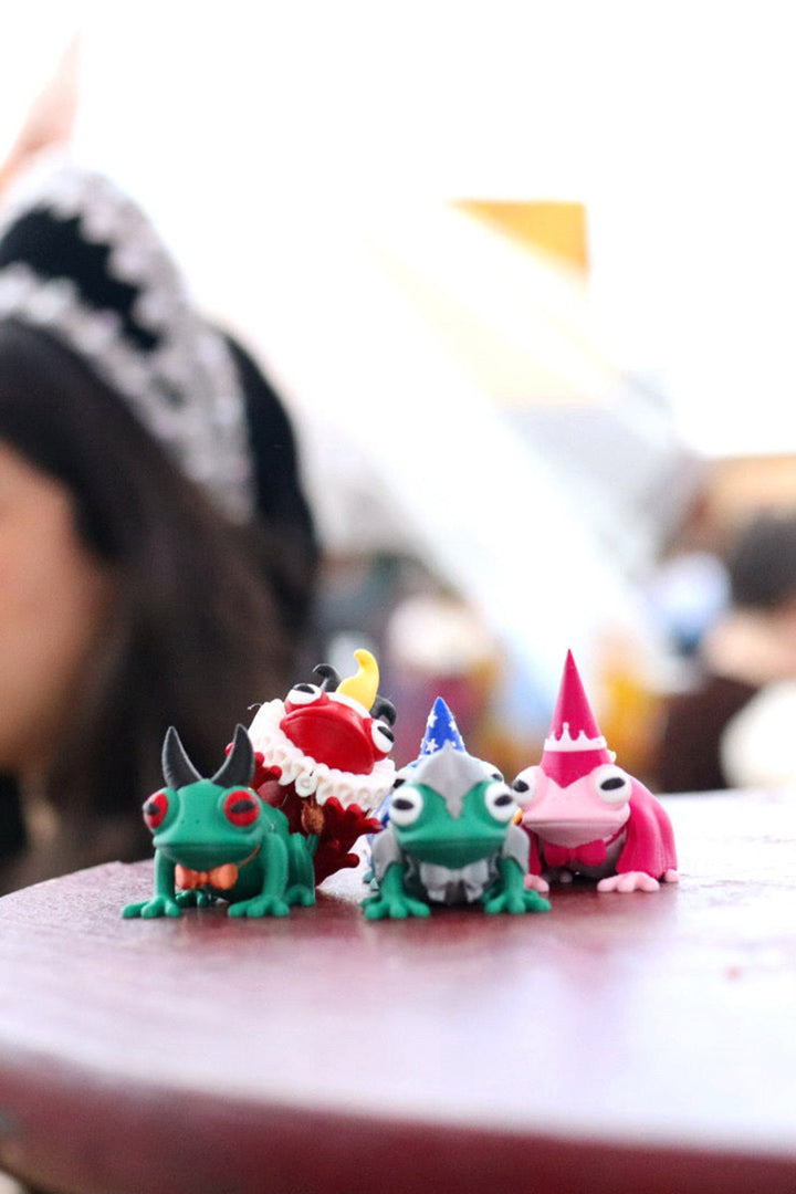 funny small blind box fantasy toad frog keychain for bags and keys and purses by lady moon co 