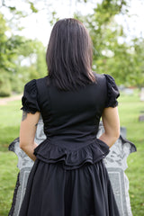 steampunk vintage goth short sleeve top with ruffle waist 