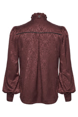 back view of vampire goth mens steampunk shirt in red