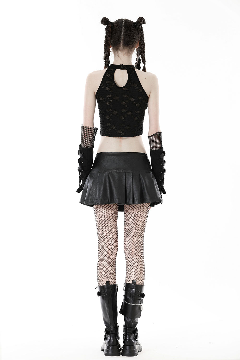 back view Dark In Love Womens Gothic Apocalyptic Punk Shredded Cami Vest Tank Top