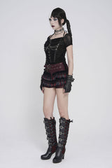Womens black top with chains and spikes
