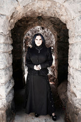 dark vampire goth victorian blouse and ruffled shoulders