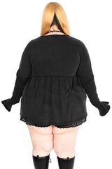 Oversized babydoll cut long sleeve punk goth top for women