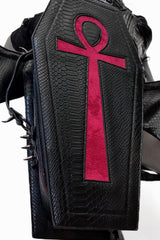 trad goth faux snakeskin gothic coffin backpack
