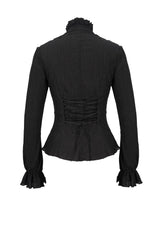 ruffled collar beaded button-down long sleeve victorian top