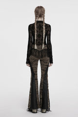 trad gothic cross pattern sheer long sleeve shirt