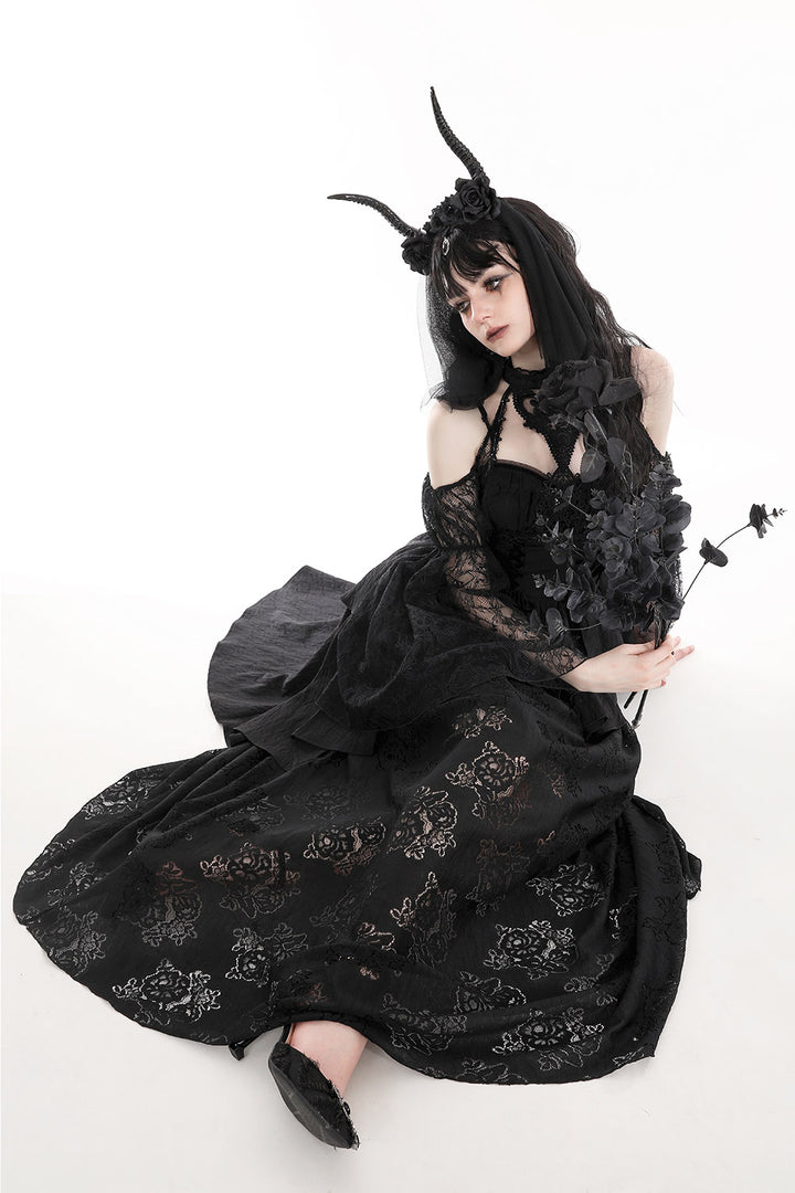 womens black lace gothic dress