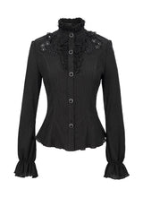 beaded button-down long sleeve victorian top