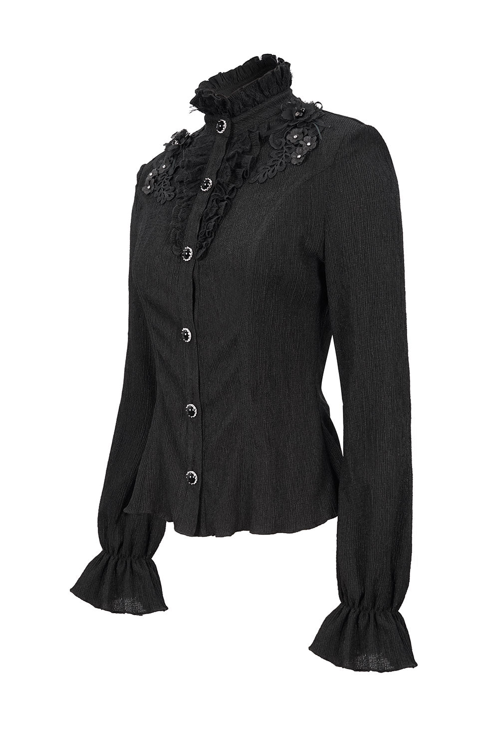 vintage style beaded button-down long sleeve victorian top