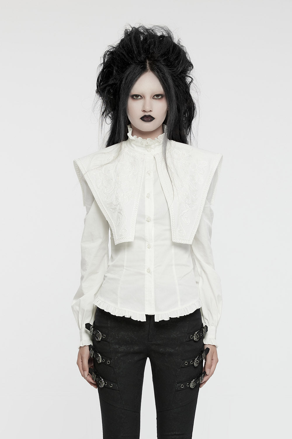 gothic white button up top 