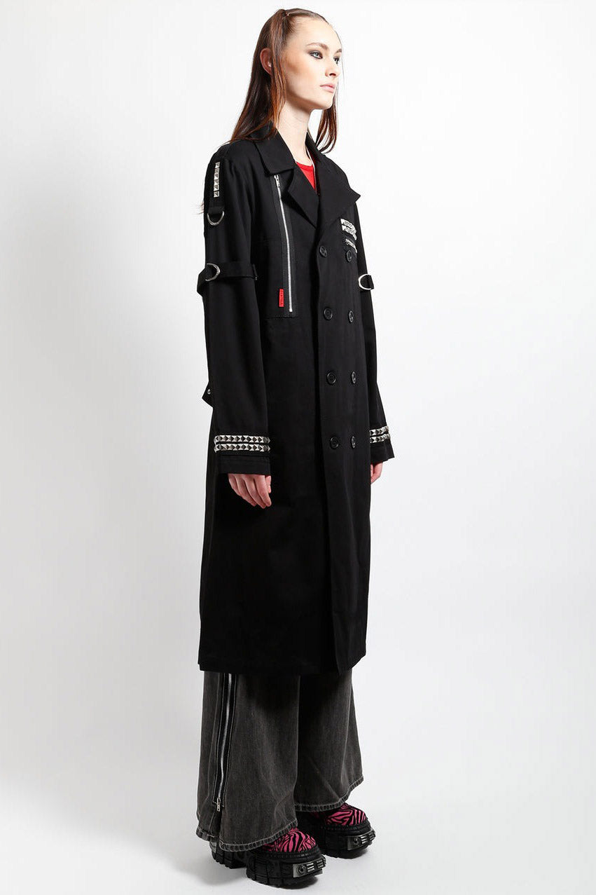 punk pyramid studded trench coat