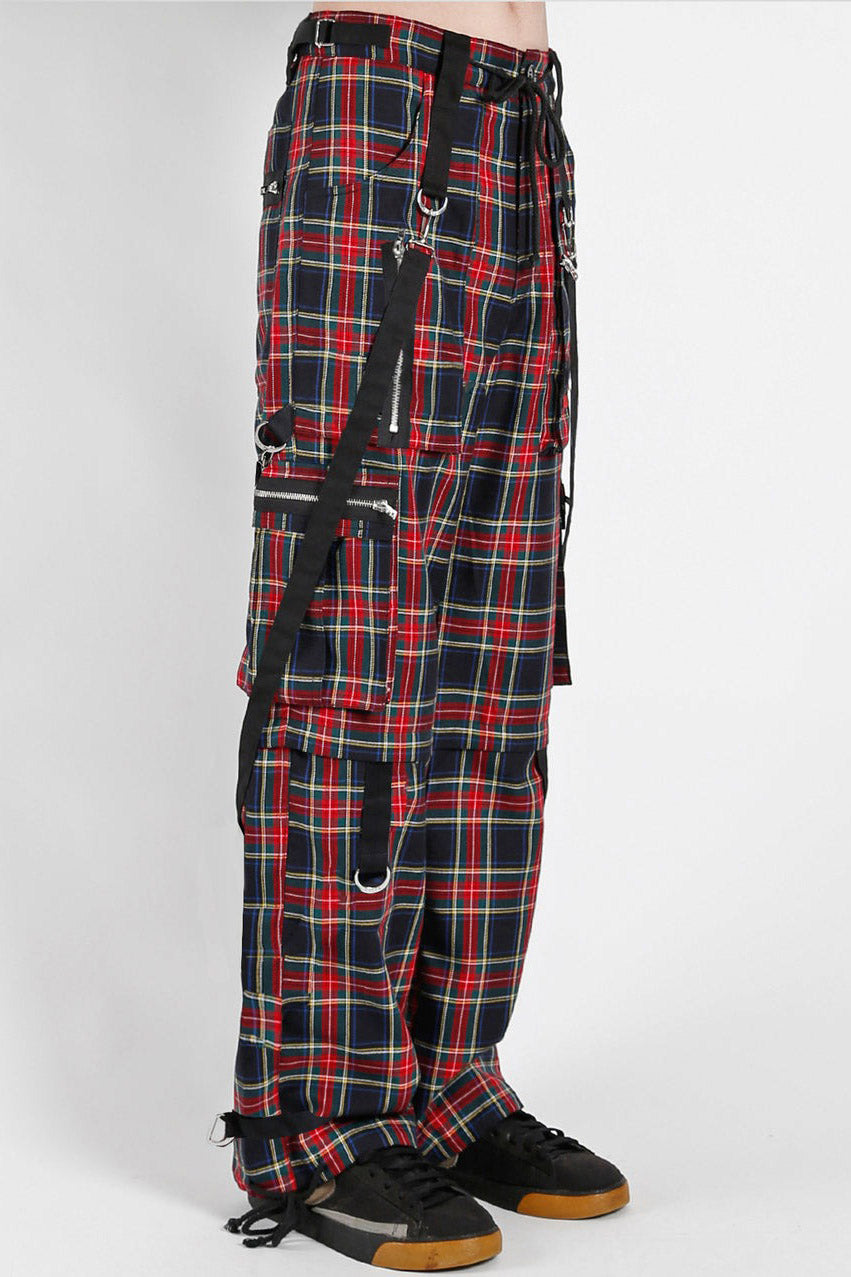 punk plaid pattern jeans 