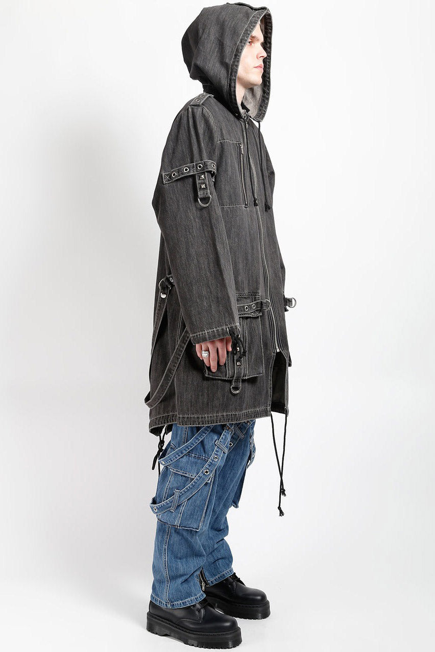 punk hooded trench coat