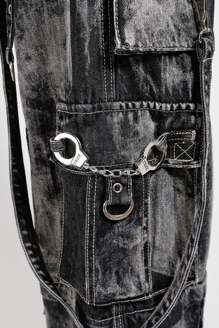 grunge jeans with handcuff hardware