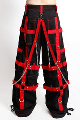punk studded red and black cargo pants