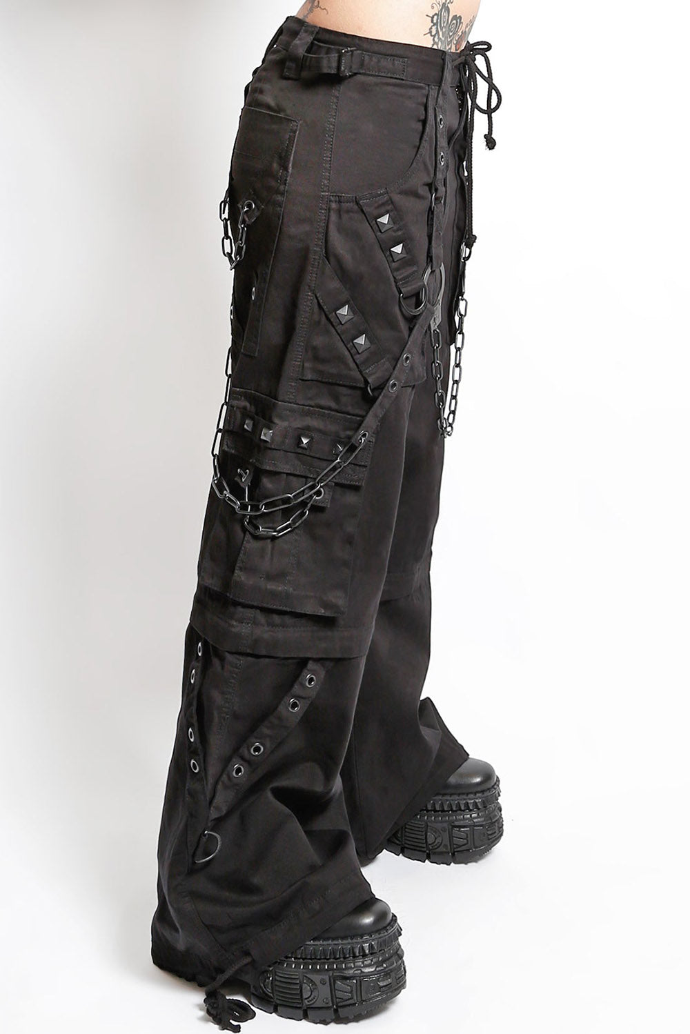 baggy street goth black cotton tripp NYC pants with handcuffs 