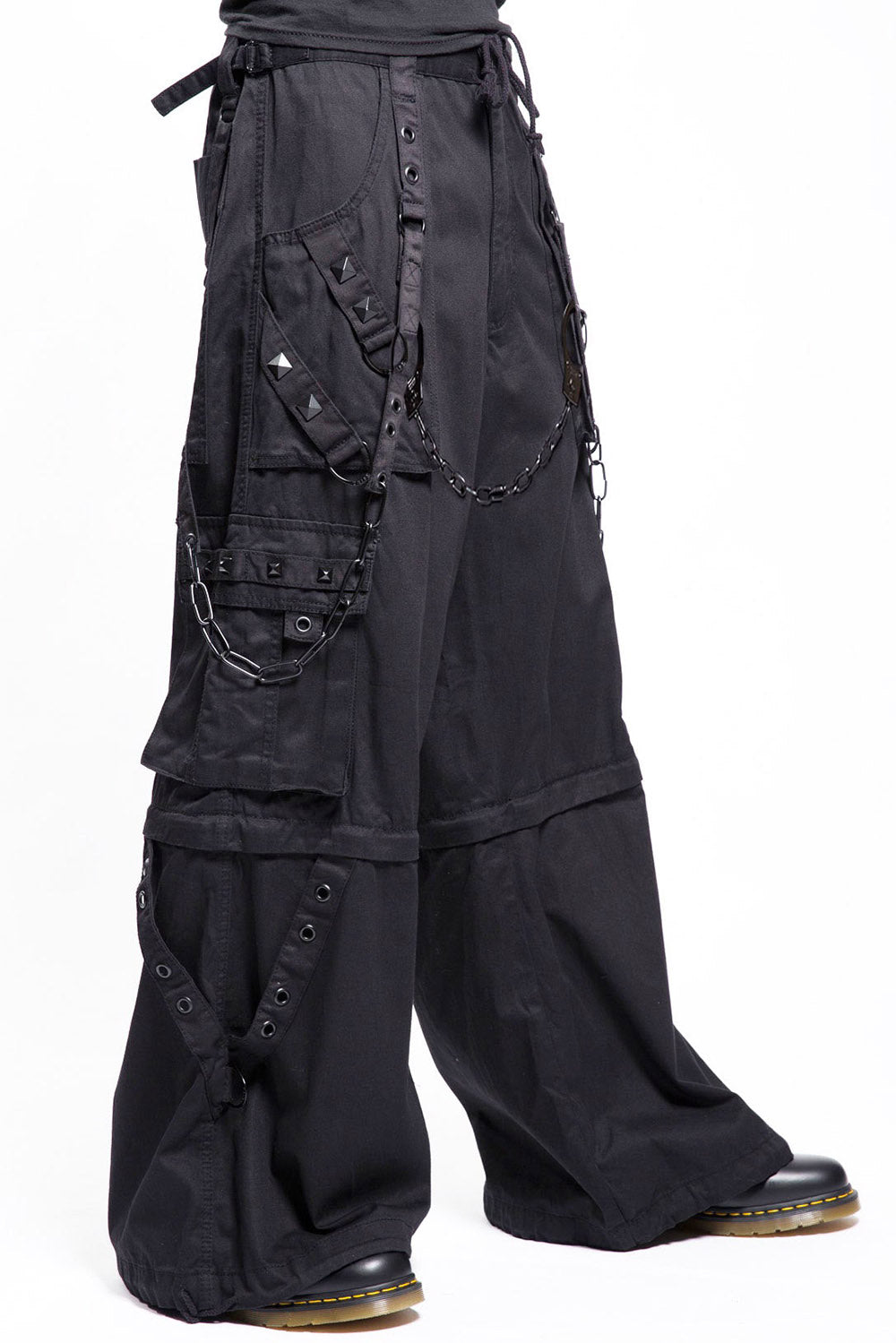 gothic baggy cargo pants by tripp NYC with chains and straps 