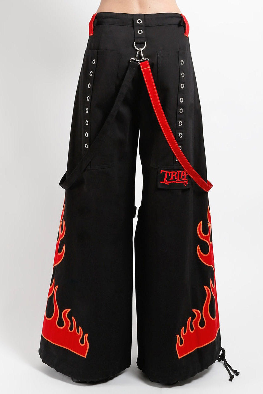 TRIPP NYC Flame ファイヤーパンツ グランジ Tripp NYC Flame Dark Street Pants [BLACK/RED] – VampireFreaks