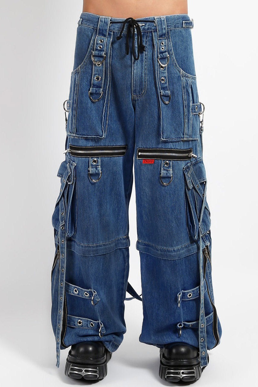 mens blue denim baggy punk pants