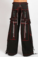 red skull baggy black pants